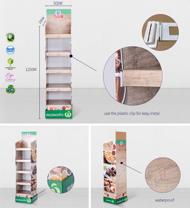 5 Layers Printed Cardboard Retail Display Stand Tower Rack