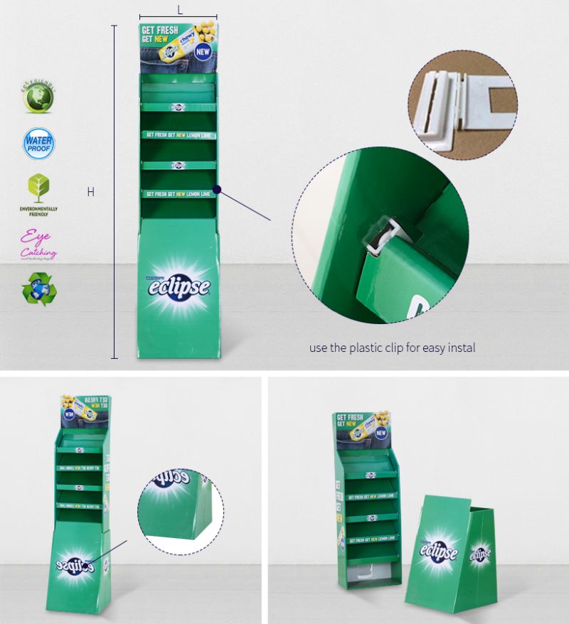 Printing Cardboard Merchandise Shelf Stands Display Pedestals