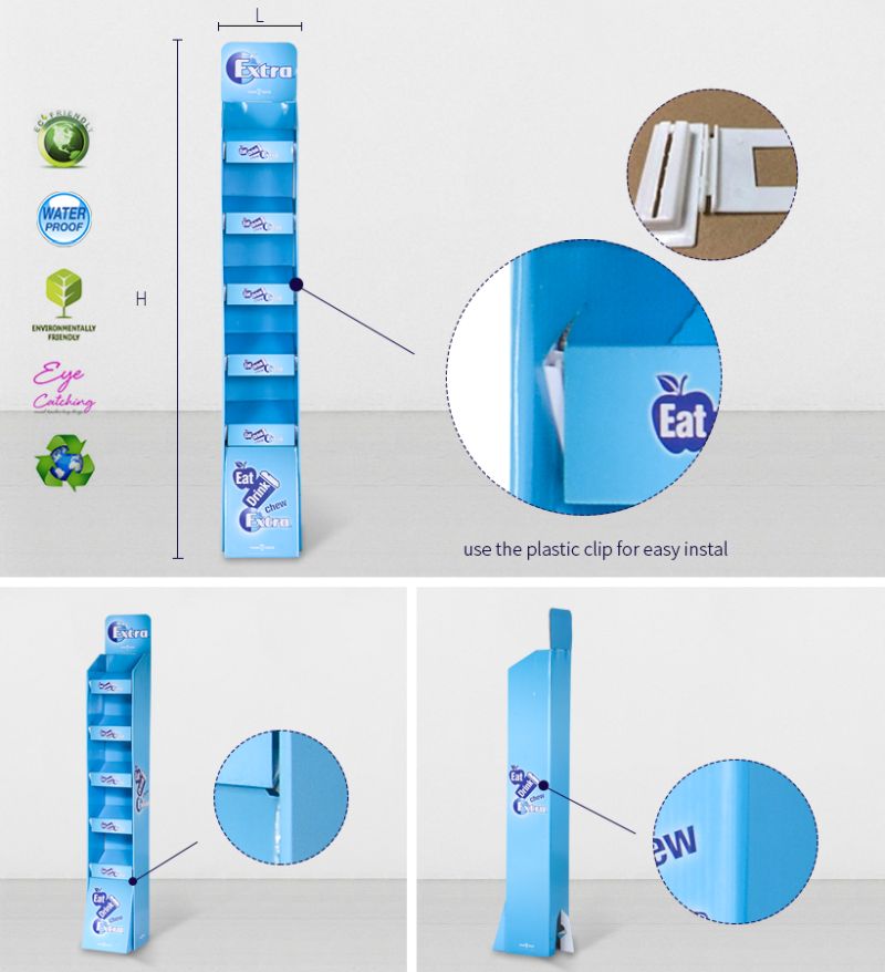 Cardboard Point Of Sale Merchandising Floor Dispaly Stand For Shop