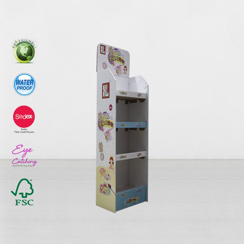 4 Tiers Cardboard Stand Up Product Display Stand For Snack