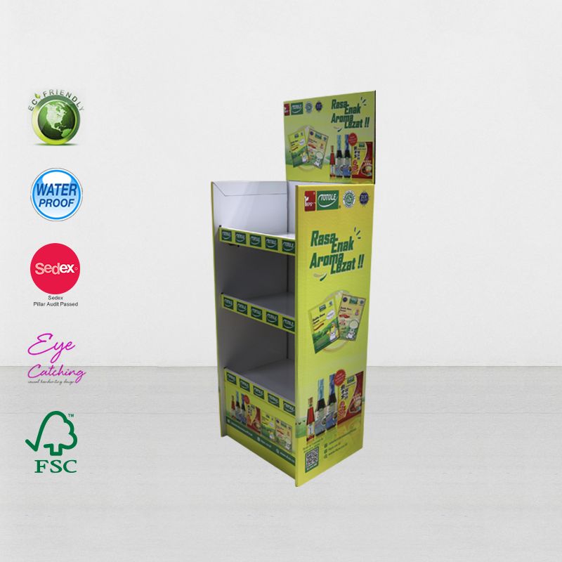 Gondola Supermarket Cardboard Stand Template POP UP Display Shelf For Beverage