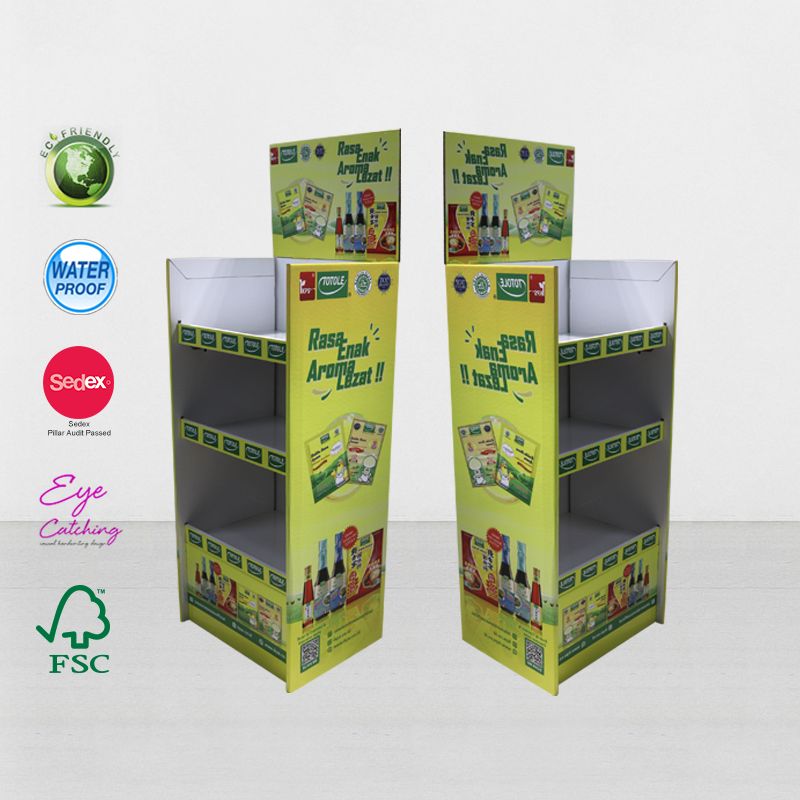 Полка дисплея шаблона картонной стойки супермаркета гондолы ПОП ВВЕРХ для напитков