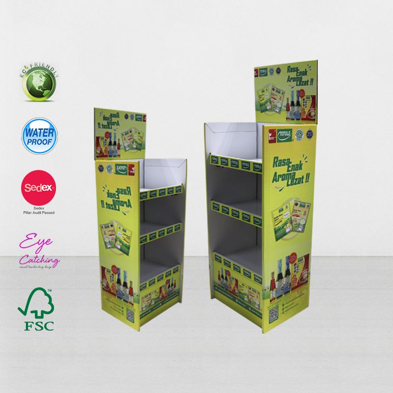 Rak Display POP UP Templat Stand Karton Supermarket Gondola Untuk Minuman