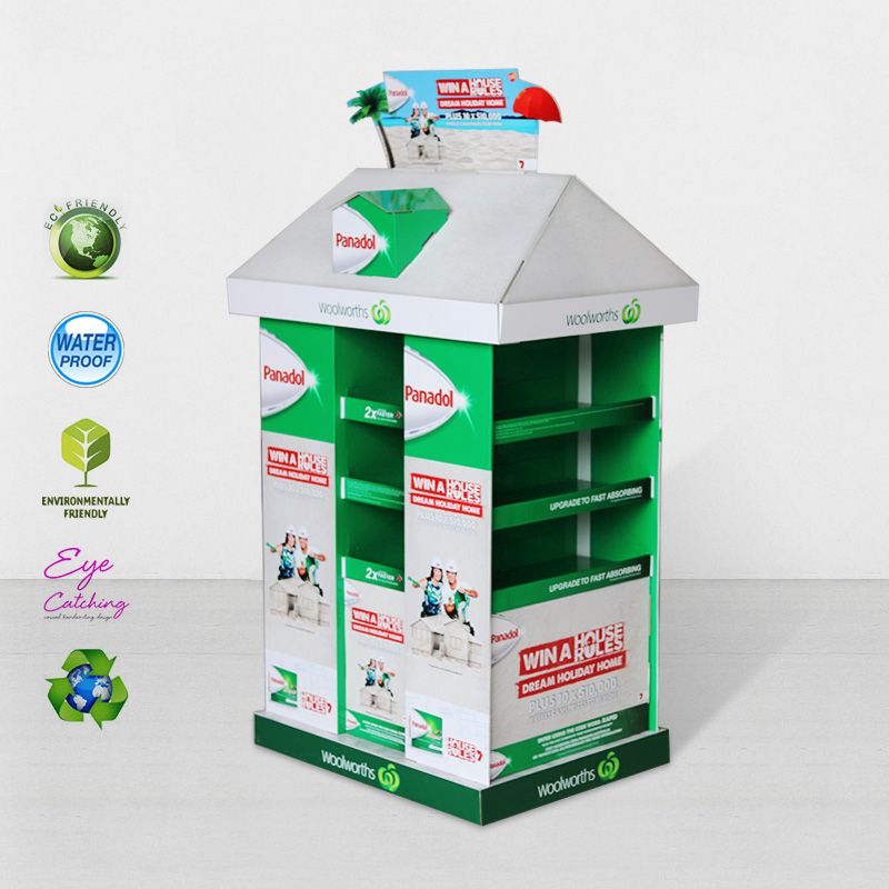 Propagačný kartónový polštvrťový paletový stojan na hračky doma