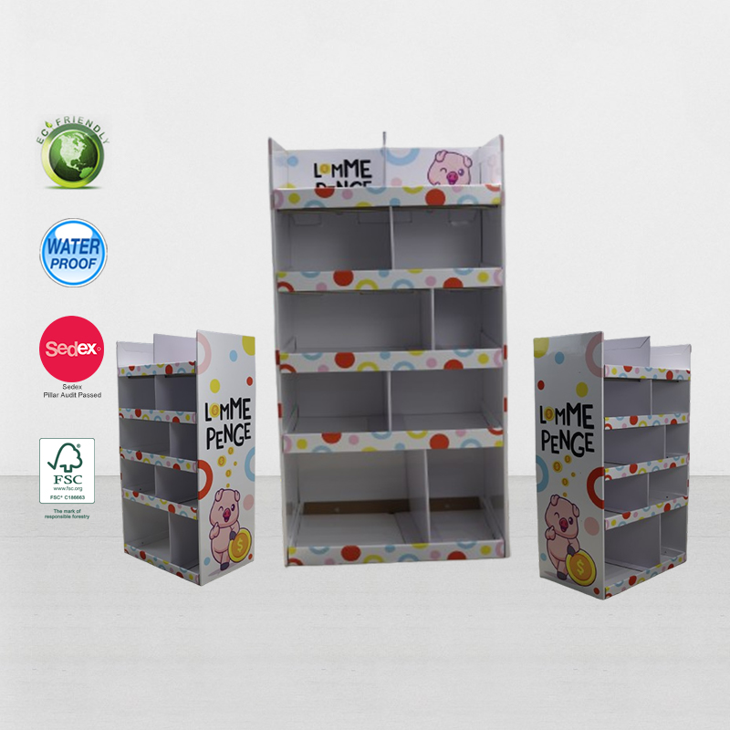 5 Tier Corrugated Cardboard Retail Display Stand for Kids Clothing