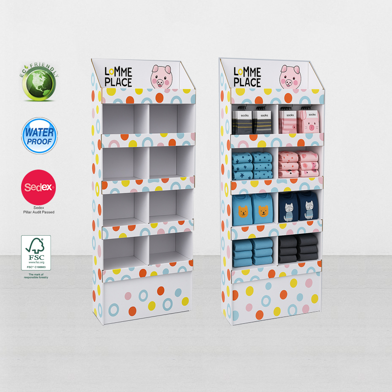 5 Tier Corrugated Cardboard Retail Display Stand for Kids Clothing