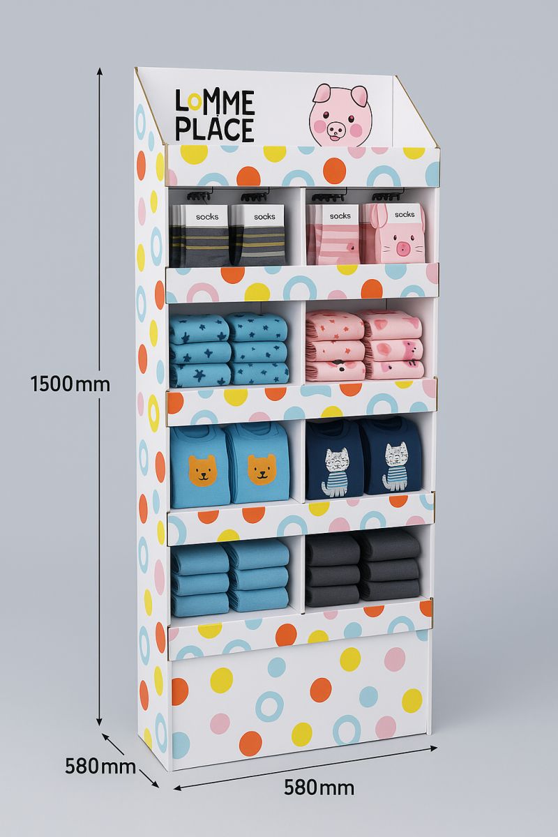 cardboard display stand for kids clothing