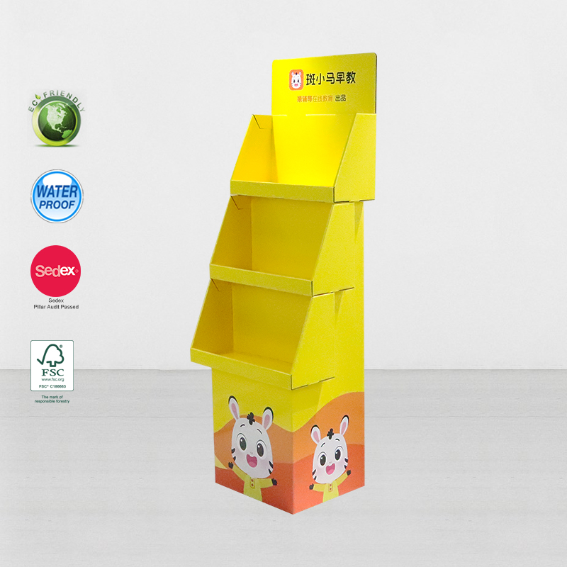 Cardboard Book Display Stand with Shelves for Posters & Brochures