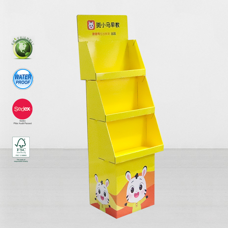 Cardboard Book Display Stand with Shelves for Posters & Brochures
