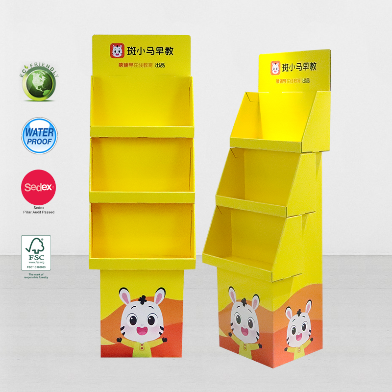 Cardboard Book Display Stand with Shelves for Posters & Brochures