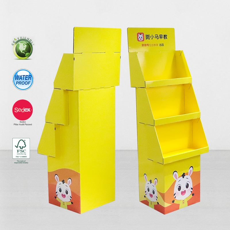 Cardboard Book Display Stand with Shelves for Posters & Brochures