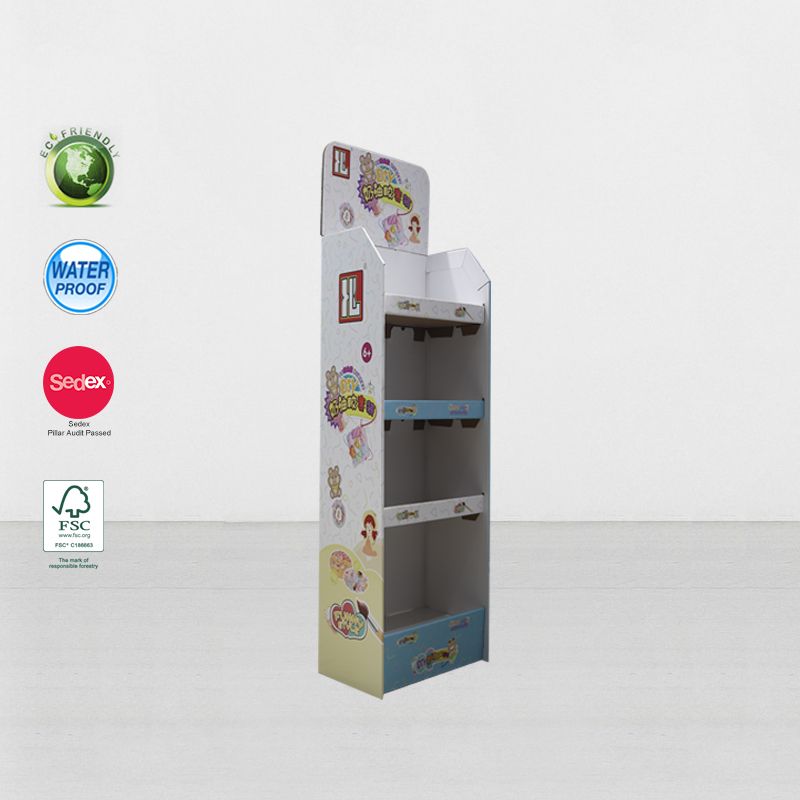 4 Tiers Cardboard Stand Up Product Display Stand For Snack