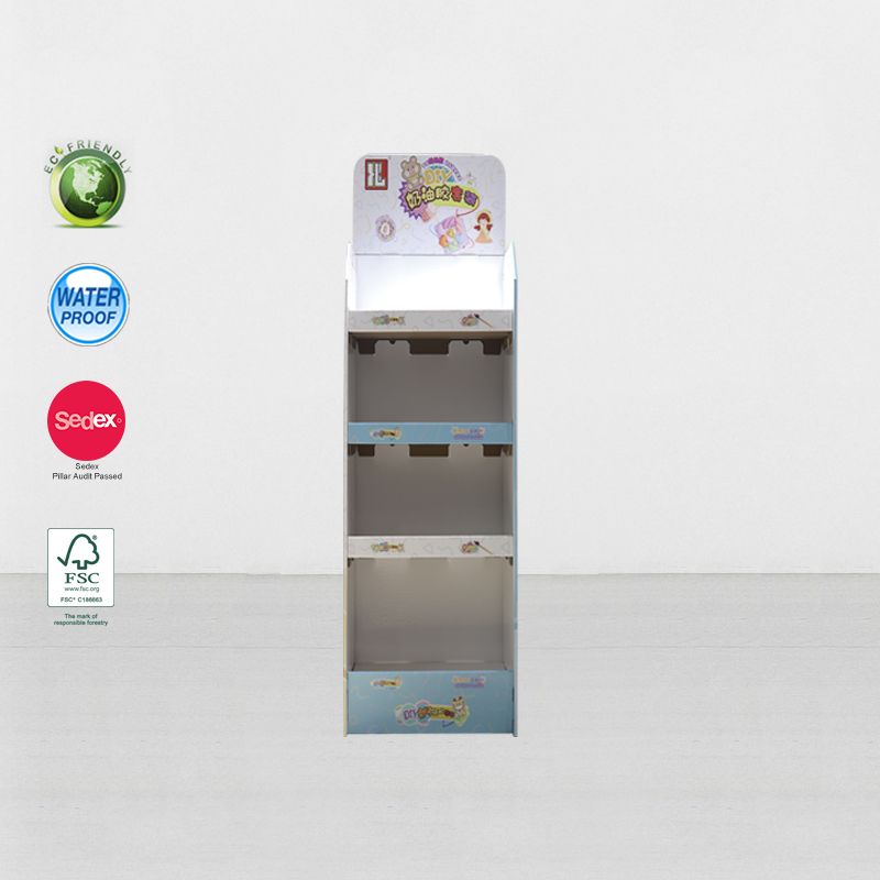 4 Tiers Cardboard Stand Up Product Display Stand For Snack