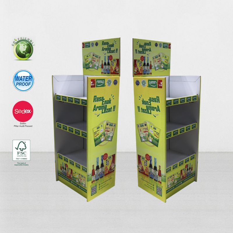 Gondola Supermarket Cardboard Stand Template POP UP Display Shelf For Beverage