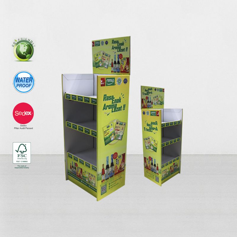 Gondola Supermarket Cardboard Stand Template POP UP Display Shelf For Beverage