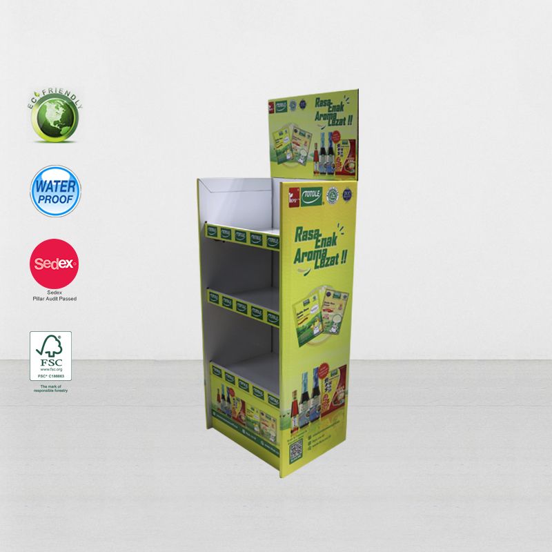 Gondola Supermarket Cardboard Stand Template POP UP Display Shelf For Beverage