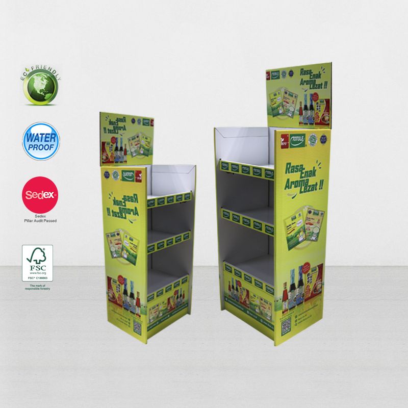 Gondola Supermarket Cardboard Stand Template POP UP Display Shelf For Beverage