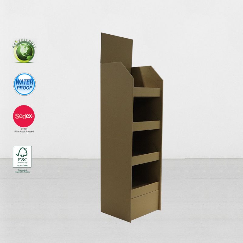 Corrugated Cardboard Pos Floor Display Stands For Products