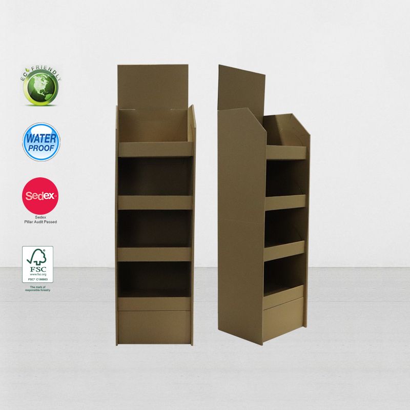 Corrugated Cardboard Pos Floor Display Stands For Products