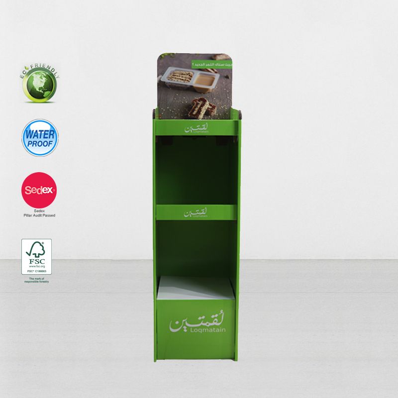 3 Tier Promotion Cardboard Floor Display For Candy At Supermarket