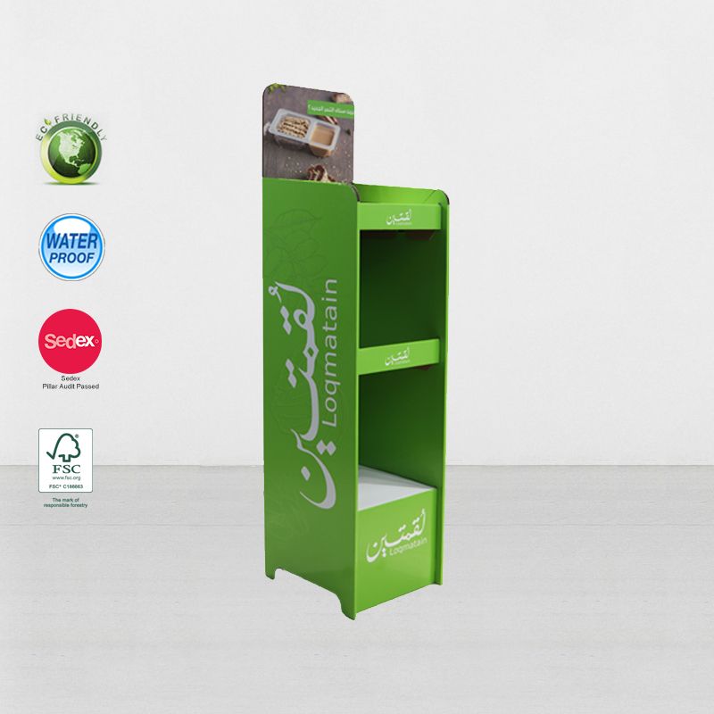 3 Tier Promotion Cardboard Floor Display For Candy At Supermarket