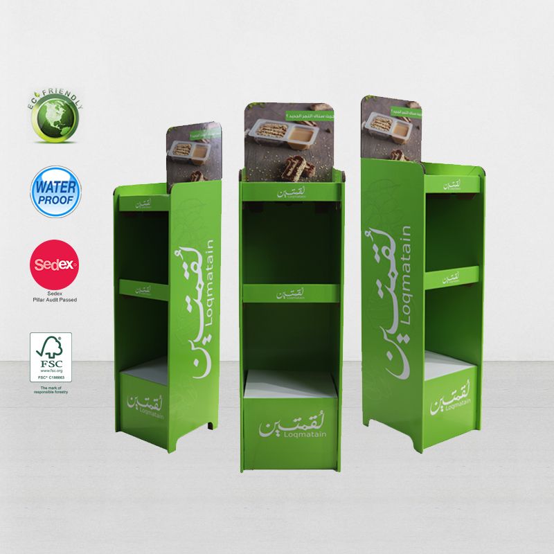 3 Tier Promotion Cardboard Floor Display For Candy At Supermarket