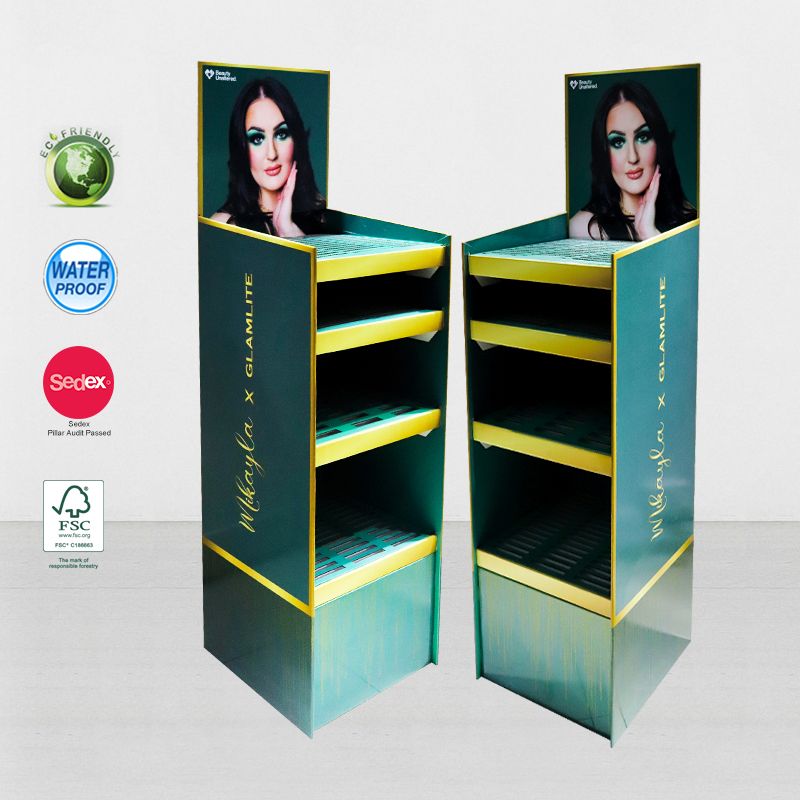 Cardboard Point Of Sale Display Stand For Make Up Cosmetic