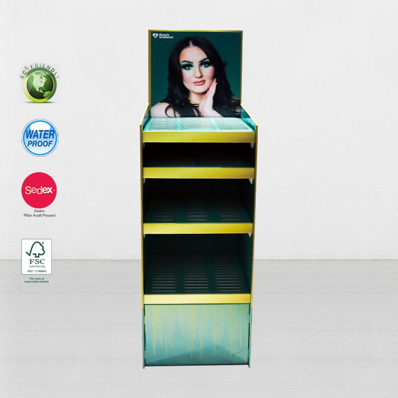 Cardboard Point Of Sale Display Stand For Make Up Cosmetic