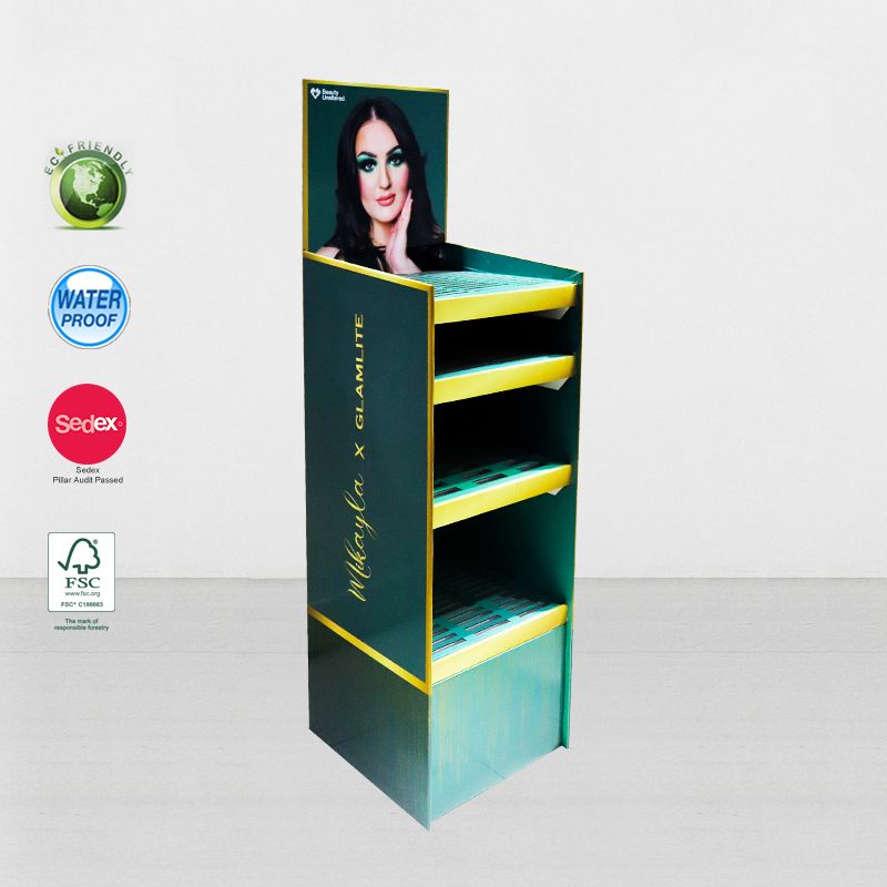 Cardboard Point Of Sale Display Stand For Make Up Cosmetic