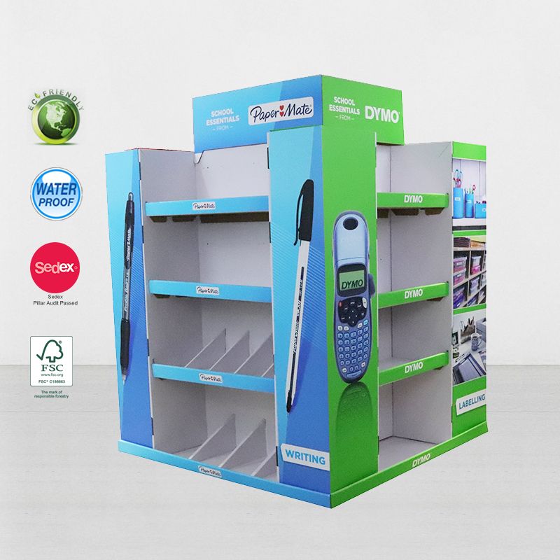 Supermarket Corrugated Cardboard Pallet Display Stand Promotion Stationery