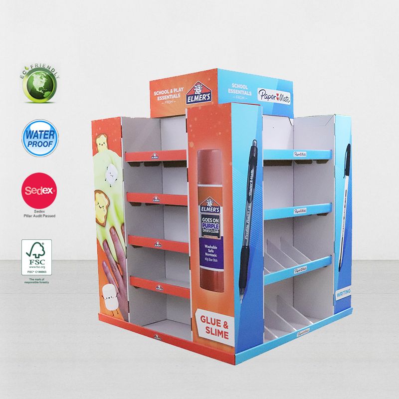 Supermarket Corrugated Cardboard Pallet Display Stand Promotion Stationery