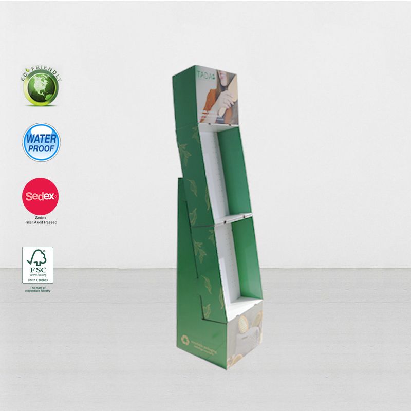 Floor Cardboard Peg Hook Display Racks For Hanging Facial Mask