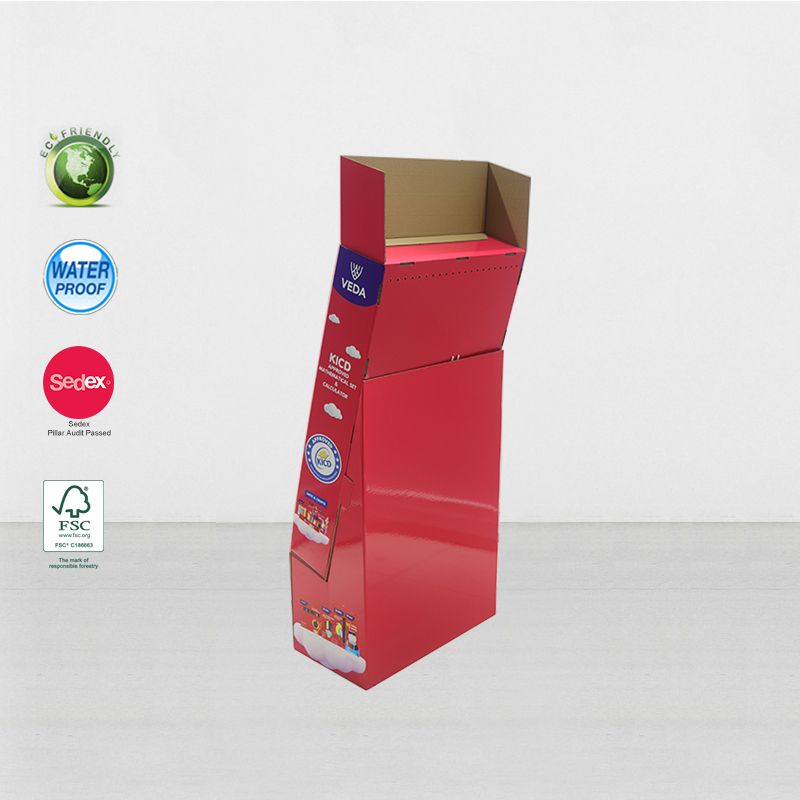 Cardboard Floor Hanging Hook Display Stand For Stationary Product