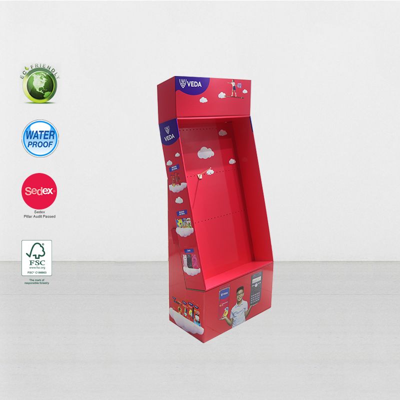 Cardboard Floor Hanging Hook Display Stand For Stationary Product