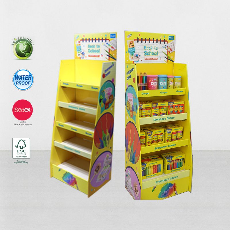 3 Tier Cardboard Exhibition Totem Display Case For Stationery