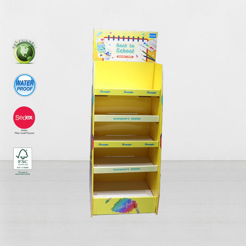 3 Tier Cardboard Exhibition Totem Display Case For Stationery
