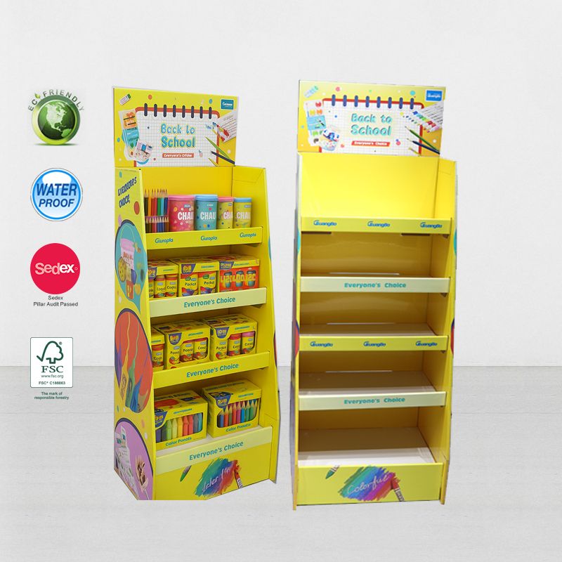 3 Tier Cardboard Exhibition Totem Display Case For Stationery
