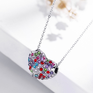 Hopeinen Diamond Heart Riipus kaulakoru