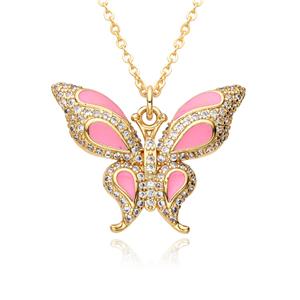 Златно колие с висулка пеперуда за жени