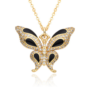 Златно колие с висулка пеперуда за жени