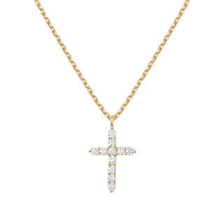 14k Gold Diamond Cross Chain Necklace For Women