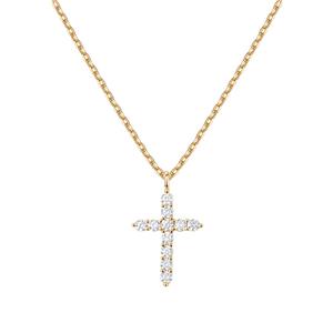 Колие с кръстосана верига от 14k злато с диаманти за жени