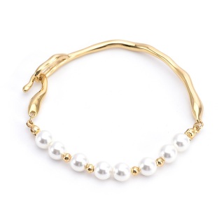 Pulseiras de pérolas douradas para mulheres