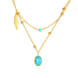 Kultainen turkoosi riipus Design Stone kaulakoru