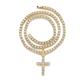 Gold Diamond Cross Pendant Necklace