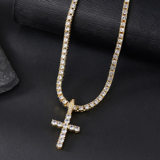 Gold Diamond Cross Pendant Necklace