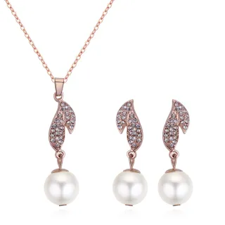 Rose Gold kristály ékszer nyaklánc fülbevaló készlet