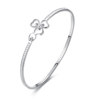 Crystal Clover Sterling Silver Bracelet For Women