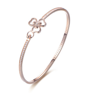 Сребърна гривна Кристал детелина за жени