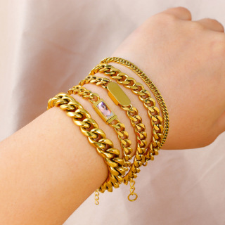 Bracciale a maglie cubane con diamanti da donna